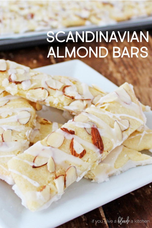 Scandinavian almond bars are easy to make in large batches for the holidays. Make them as Christmas gifts and share with friends! | www.ifyougiveablondeakitchen.com
