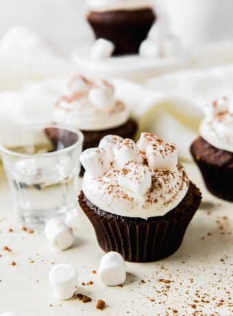 Hot Cocoa Cupcakes with Marshmallow Frosting