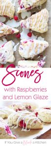 These homemade lemon raspberry scones are soft, scrumptious breakfast treats sweetened with fresh raspberries and lemon glaze. | Recipe by @haleydwilliams