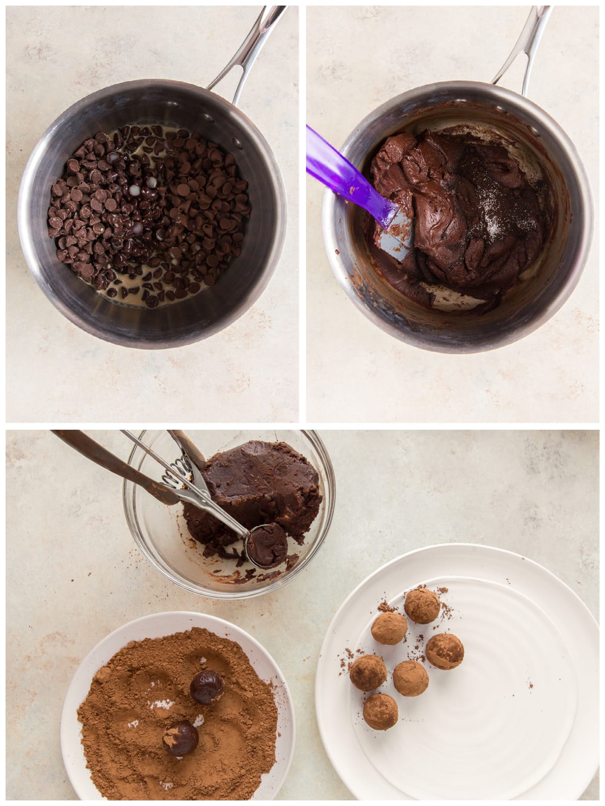 photo collage demonstrating how to make espresso truffles