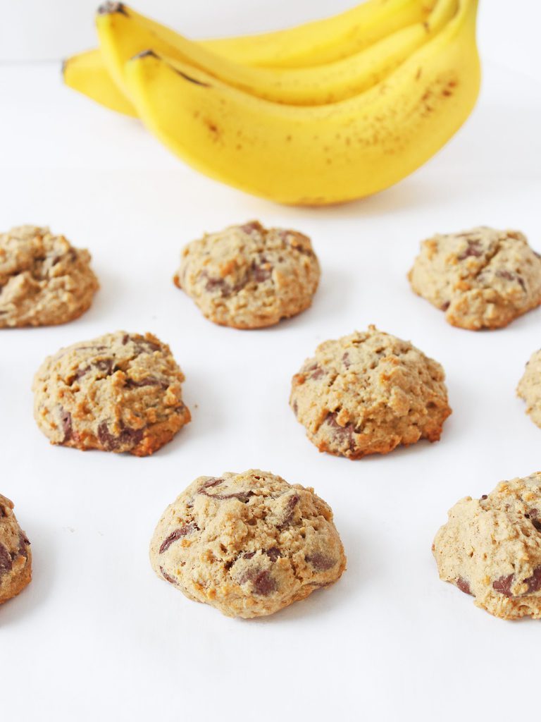 Chocolate chip banana oatmeal cookies are soft, chewy and delightfully delicious, but also deceivingly healthy! A must-try recipe on ifyougiveablondeakitchen.com. | @haleydwilliams