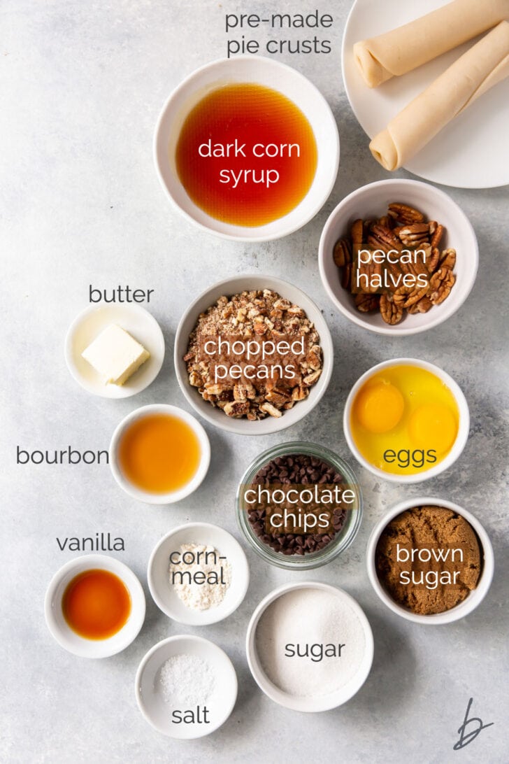 mini derby pie ingredients in bowls