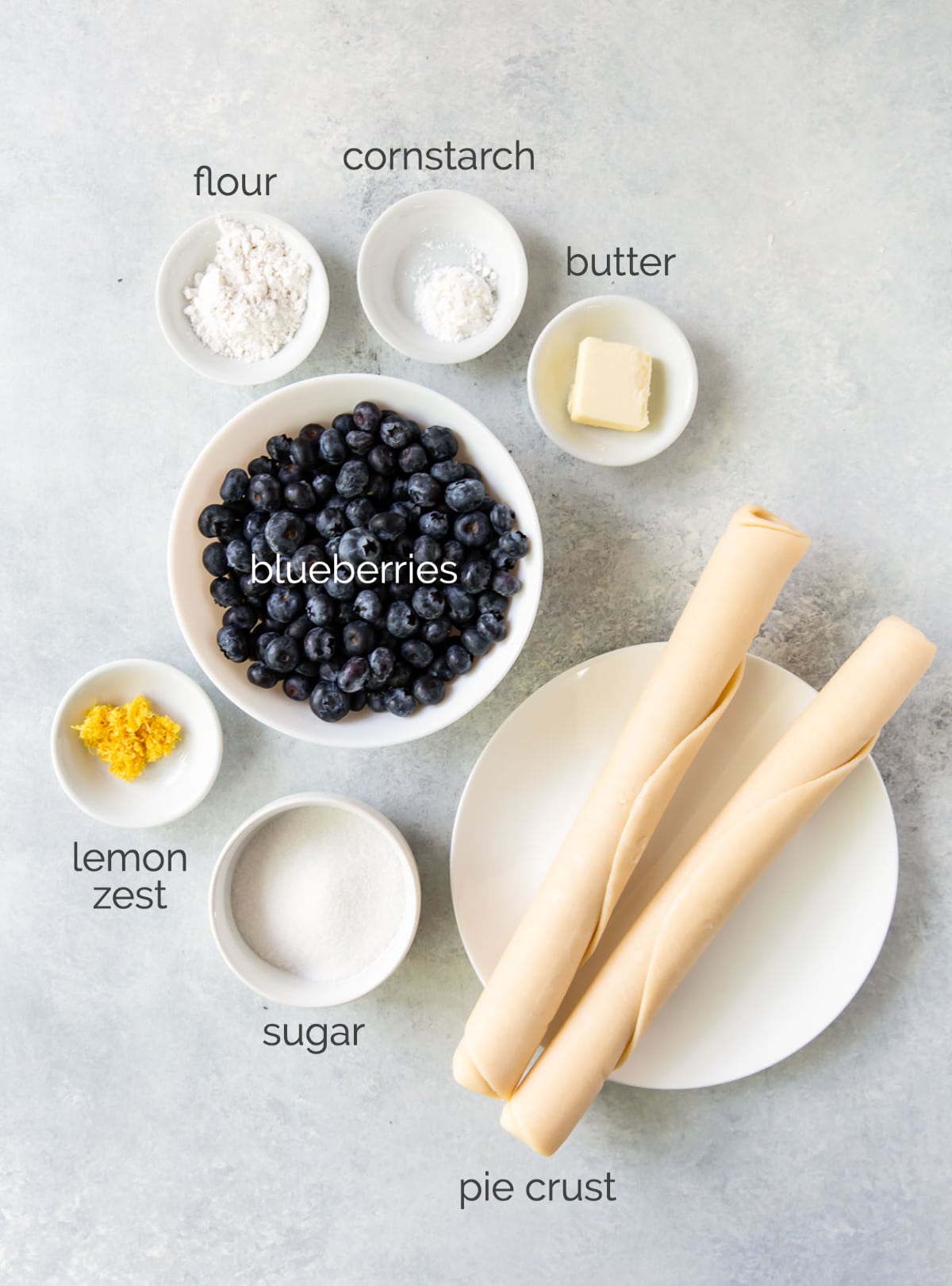 ingredients for mini blueberry pies