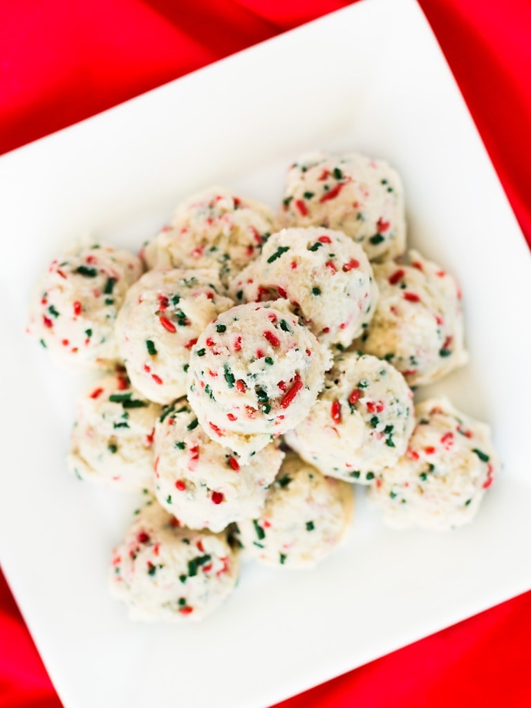 plate of sugar cookie dough balls