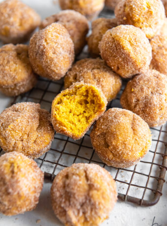 Pumpkin Donut Holes Baked in a Muffin Tin