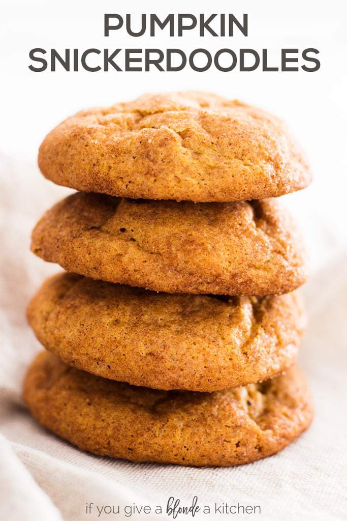 Pumpkin snickerdoodle cookies are the perfect fall cookie. The recipe is easy to follow and makes tons of pumpkin snickerdoodles! | www.ifyougiveablondeakitchen.com