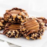 Thumbprint turtle cookies are perfect for the holidays! Make them for Thanksgiving or Christmas with family and friends. | www.ifyougiveablondeakitchen.com