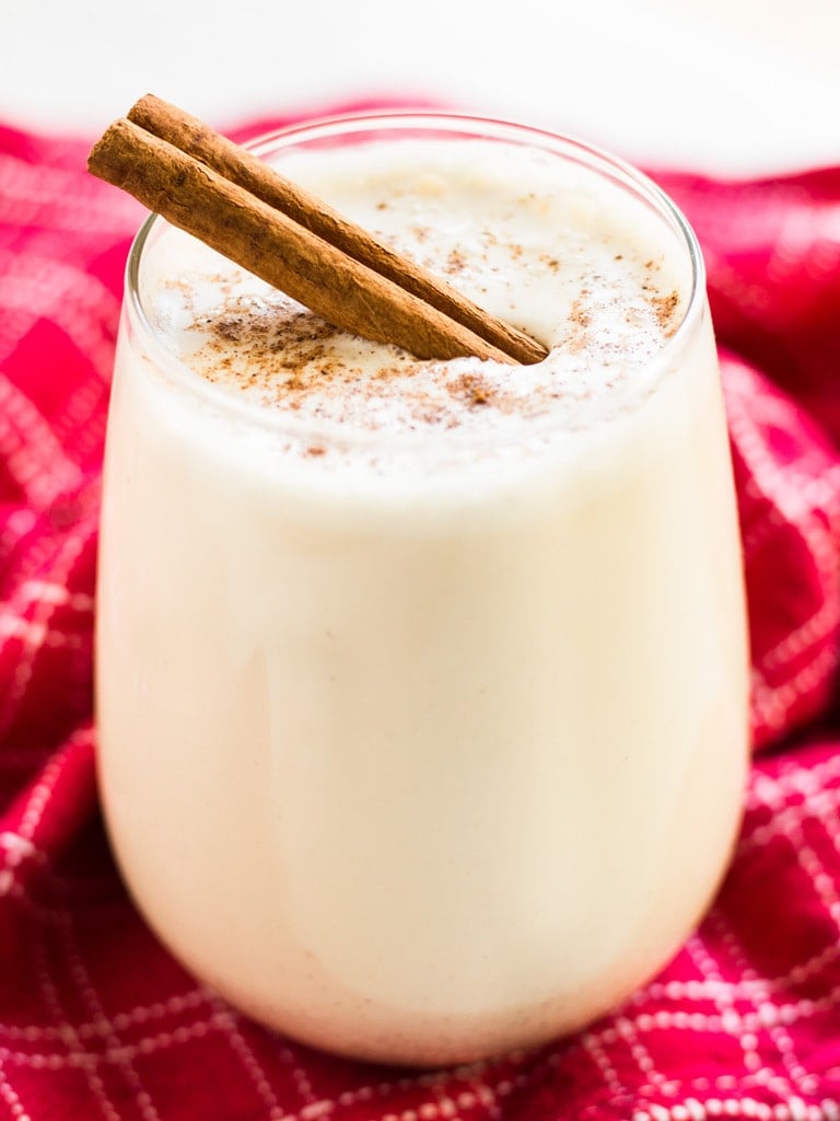 This easy homemade eggnog is made in a Vitamix blender for a smooth, delicious holiday drink.