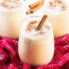 This easy homemade eggnog is perfect for Christmas entertaining. Make it in a Vitamix blender for a deliciously smooth drink! | www.ifyougiveablondeakitchen.com