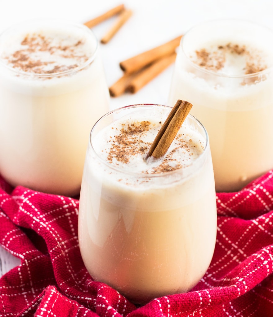 This easy homemade eggnog is perfect for Christmas entertaining. Make it in a Vitamix blender for a deliciously smooth drink! | www.ifyougiveablondeakitchen.com