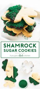 shamrock st patrick's day sugar cookies recipe on pinterest. Chocolate dipped with green sprinkles.