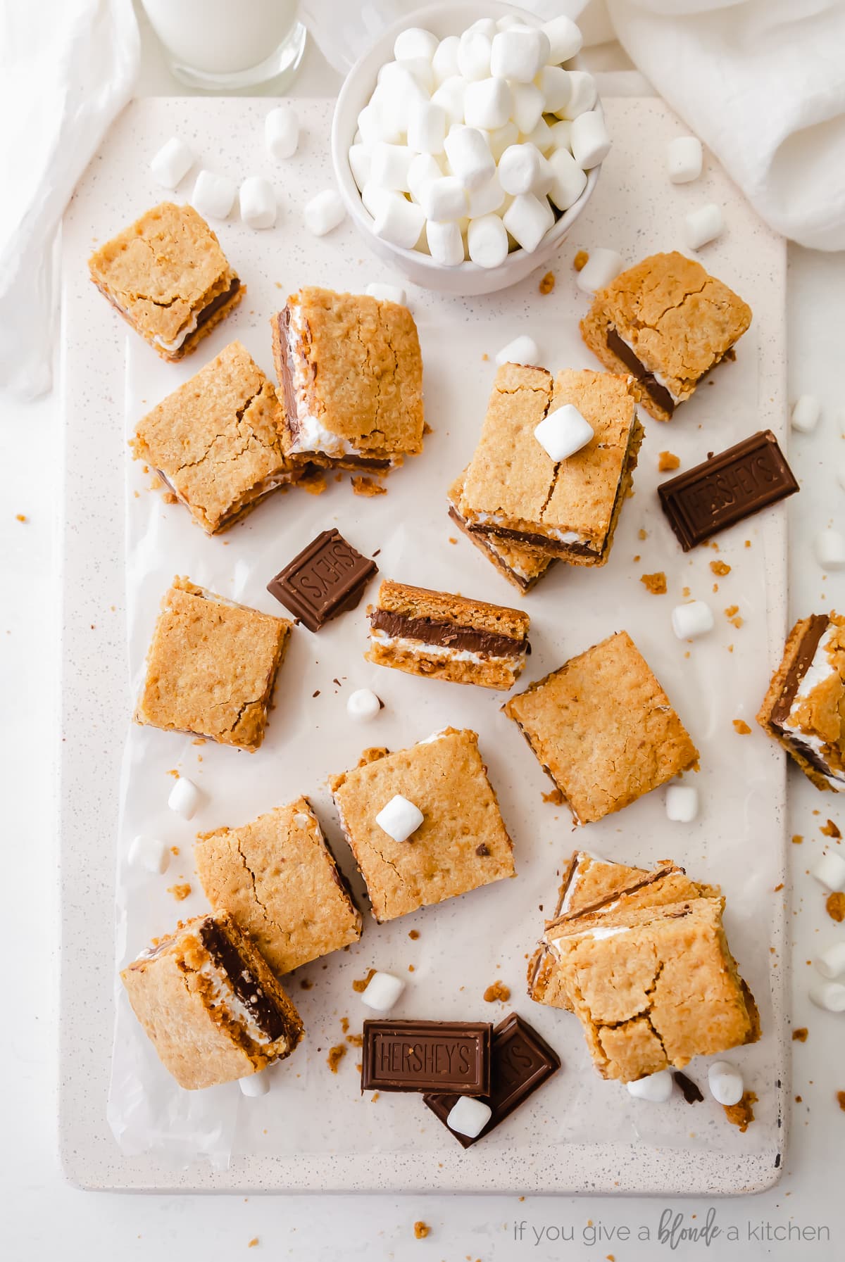 S'mores Bars Recipe graham cracker, chocolate and marshmallow creme layers