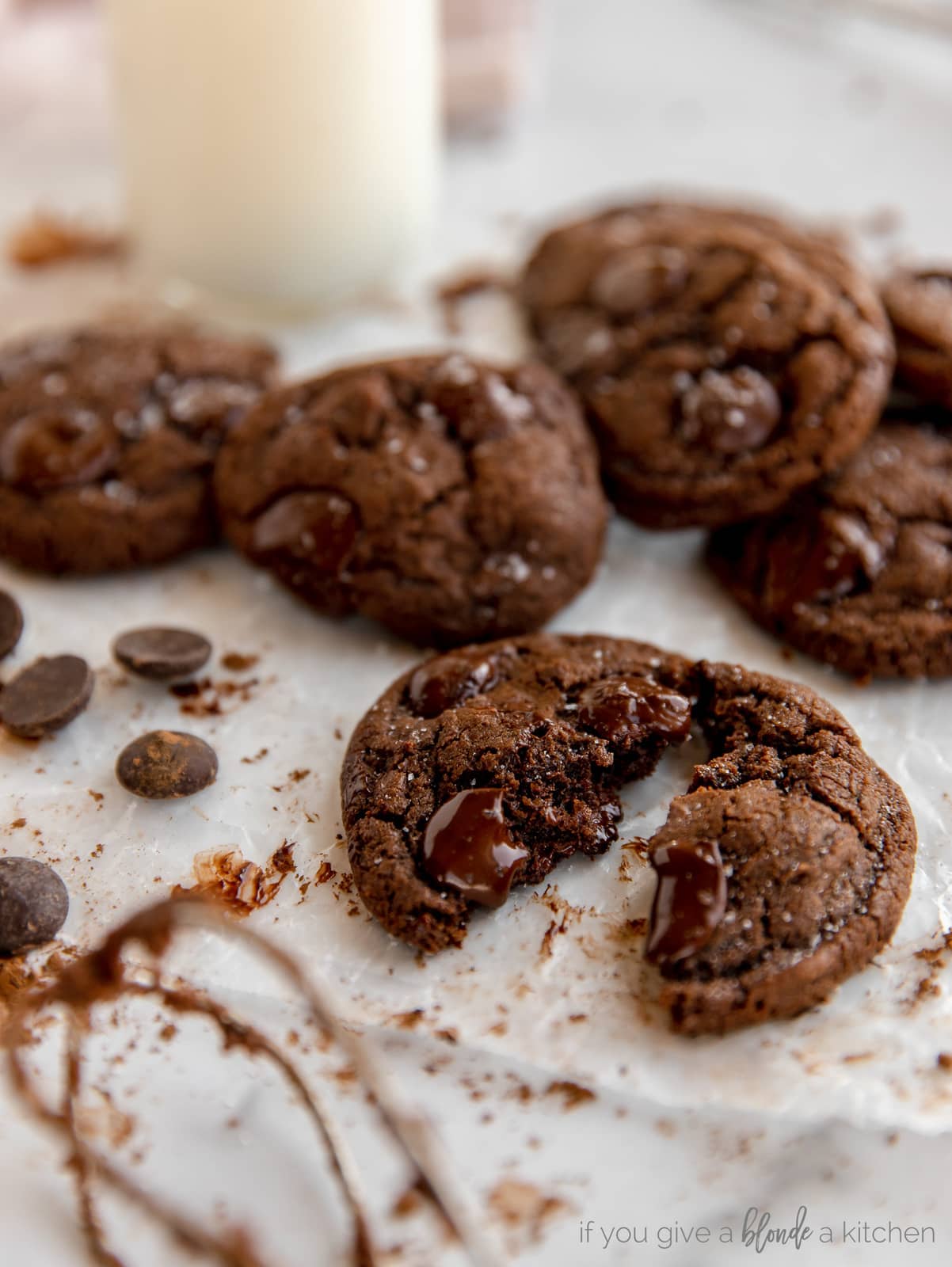 double chocolate chip cookie recipe with chocolate chips, espresso and sea salt