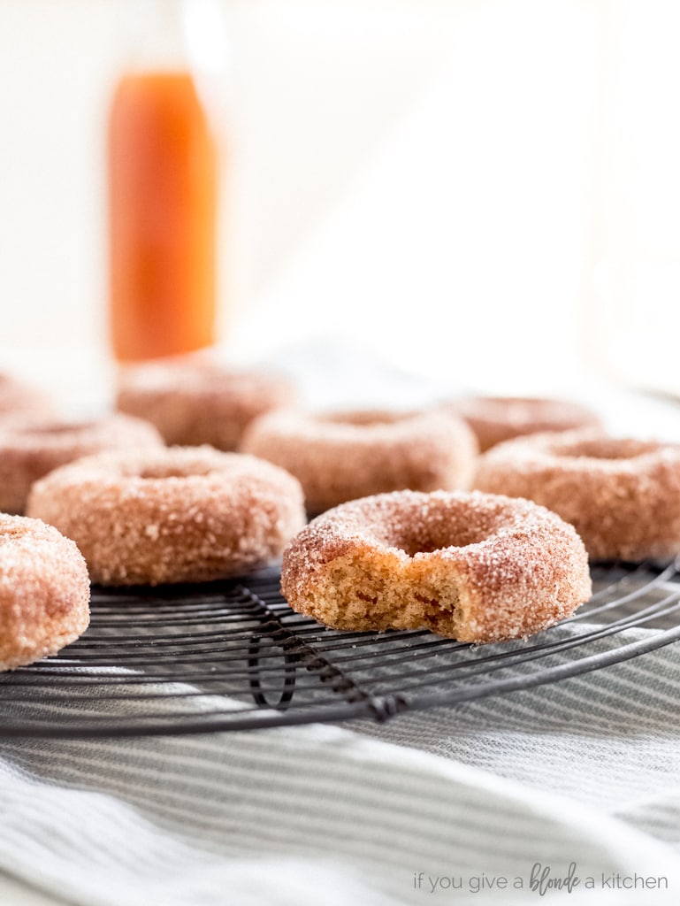 apple cider donuts on wire cooling rack