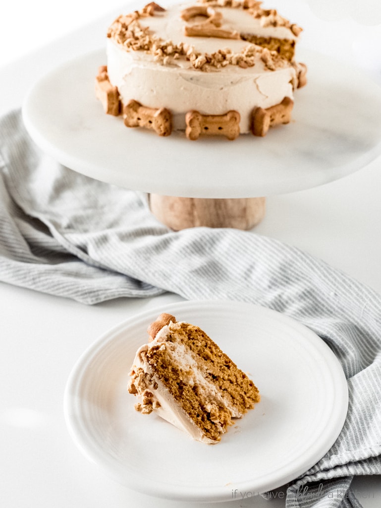 pumpkin dog cake slice on plate