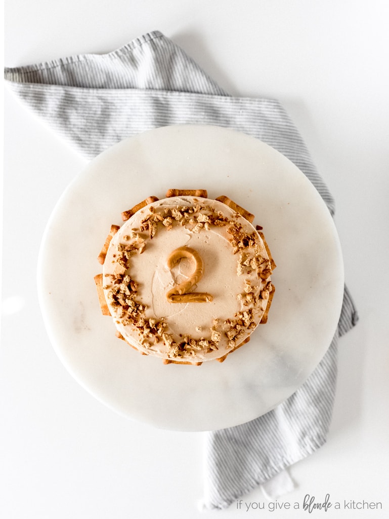 pumpkin dog cake recipe frosted with biscuits