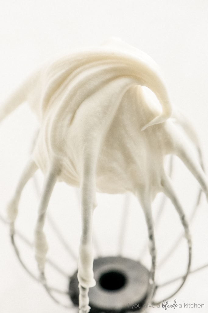 cream cheese frosting on whisk attachment for stand mixer