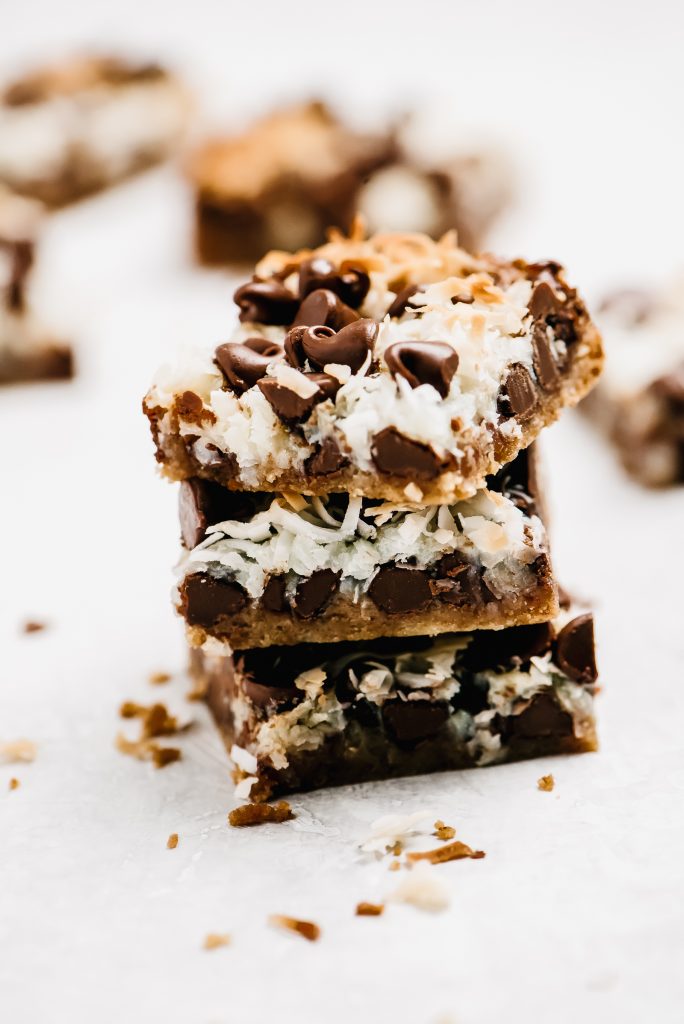 stack of three magic cookie bars