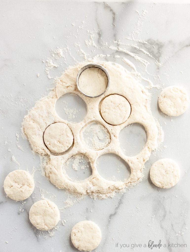 biscuit dough and round biscuit cutter