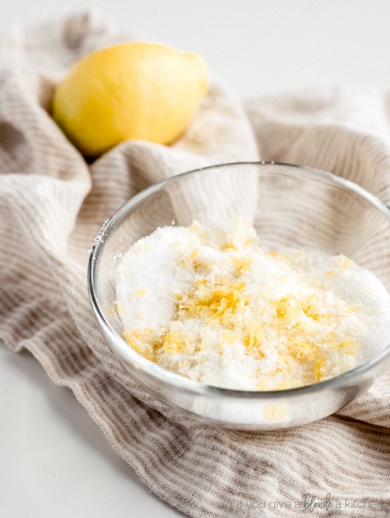small bowl of sugar and lemon zest
