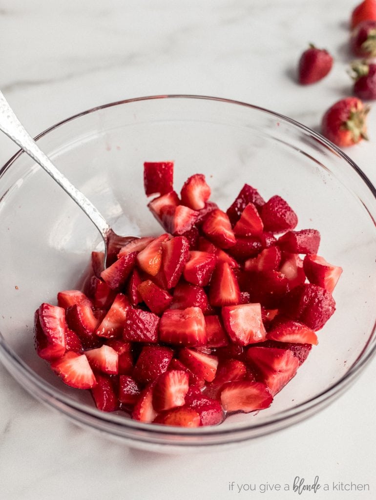 bowl of sliced strawberries