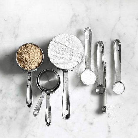 stainless steel measuring cups and spoons