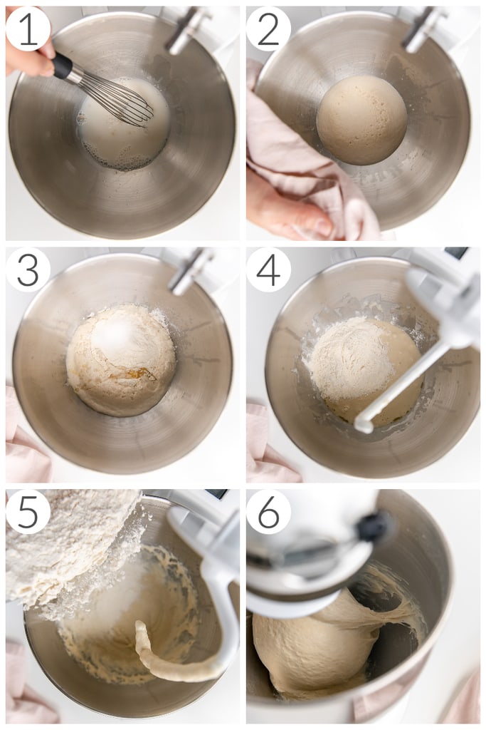step by step photos making sandwich bread in stand mixer with knead hook