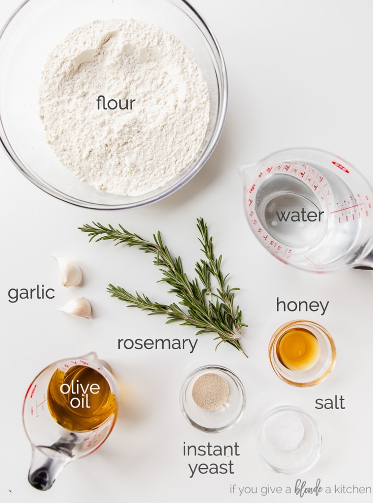 focaccia bread ingredients labeled