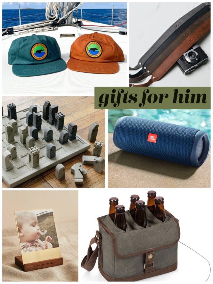 photo collage of male holiday gifts.