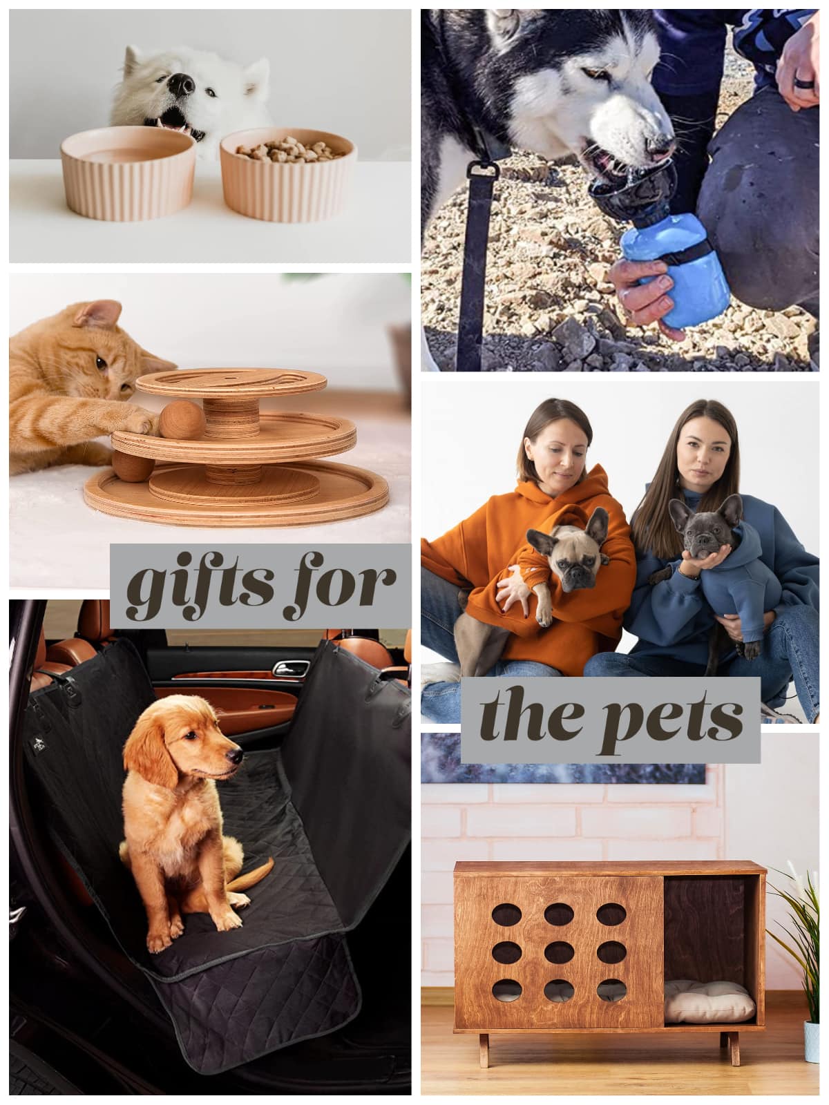 photo collage of gifts for pets.