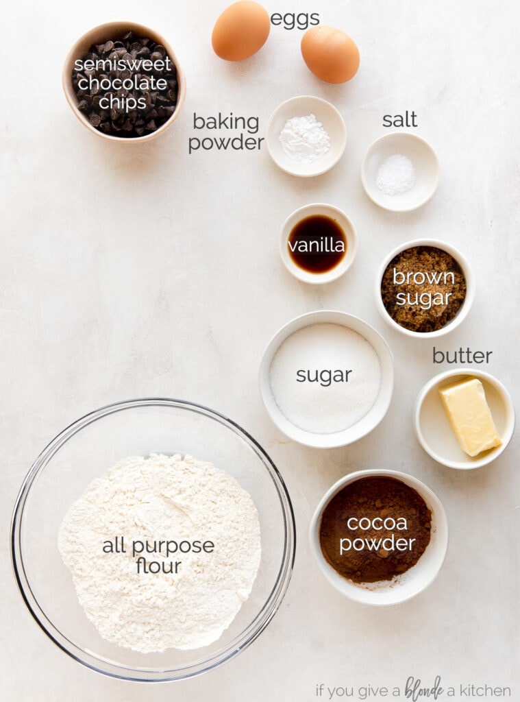 chocolate biscotti ingredients labeled with text