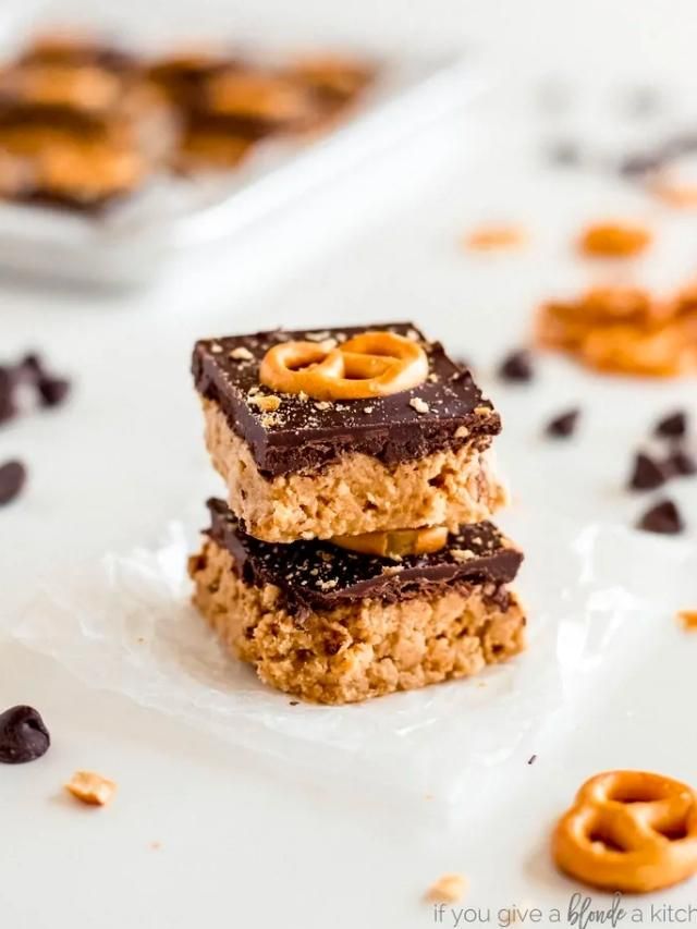 Peanut Butter Pretzel BarsNo Bake Peanut Butter Pretzel Bars If You