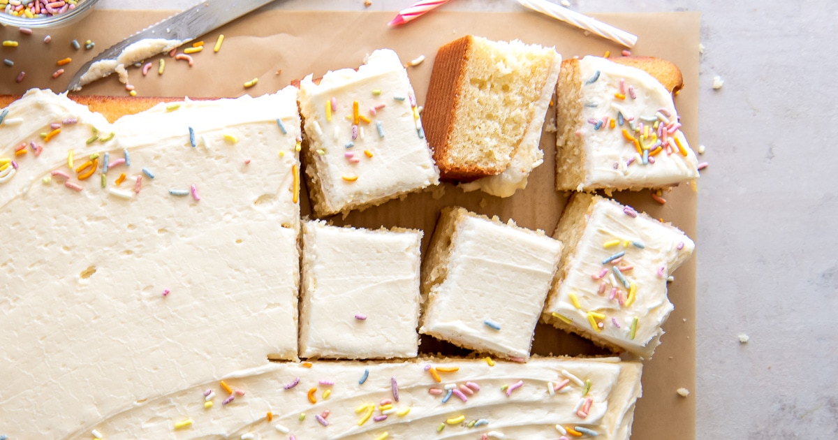 Vanilla Sheet Cake Recipe - Shugary Sweets