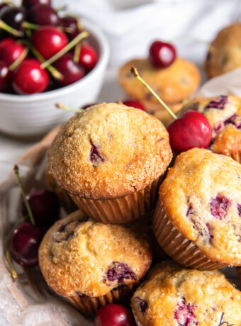 Easy Cherry Muffins with Almond Extract
