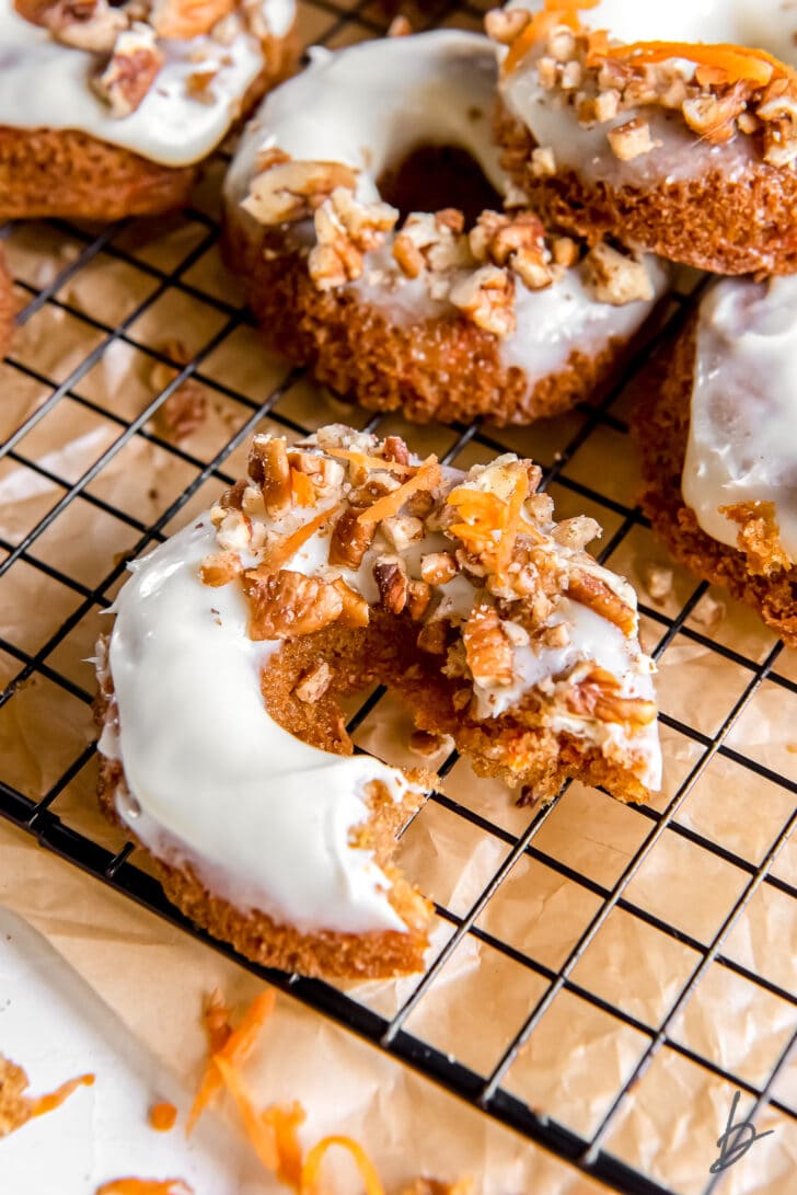 carrot cake donut with a bite