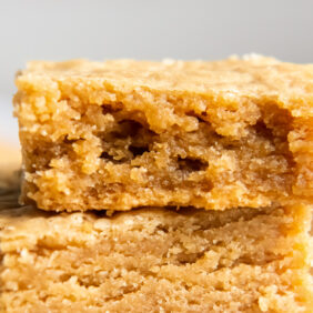 peanut butter cookie bar with a bite.