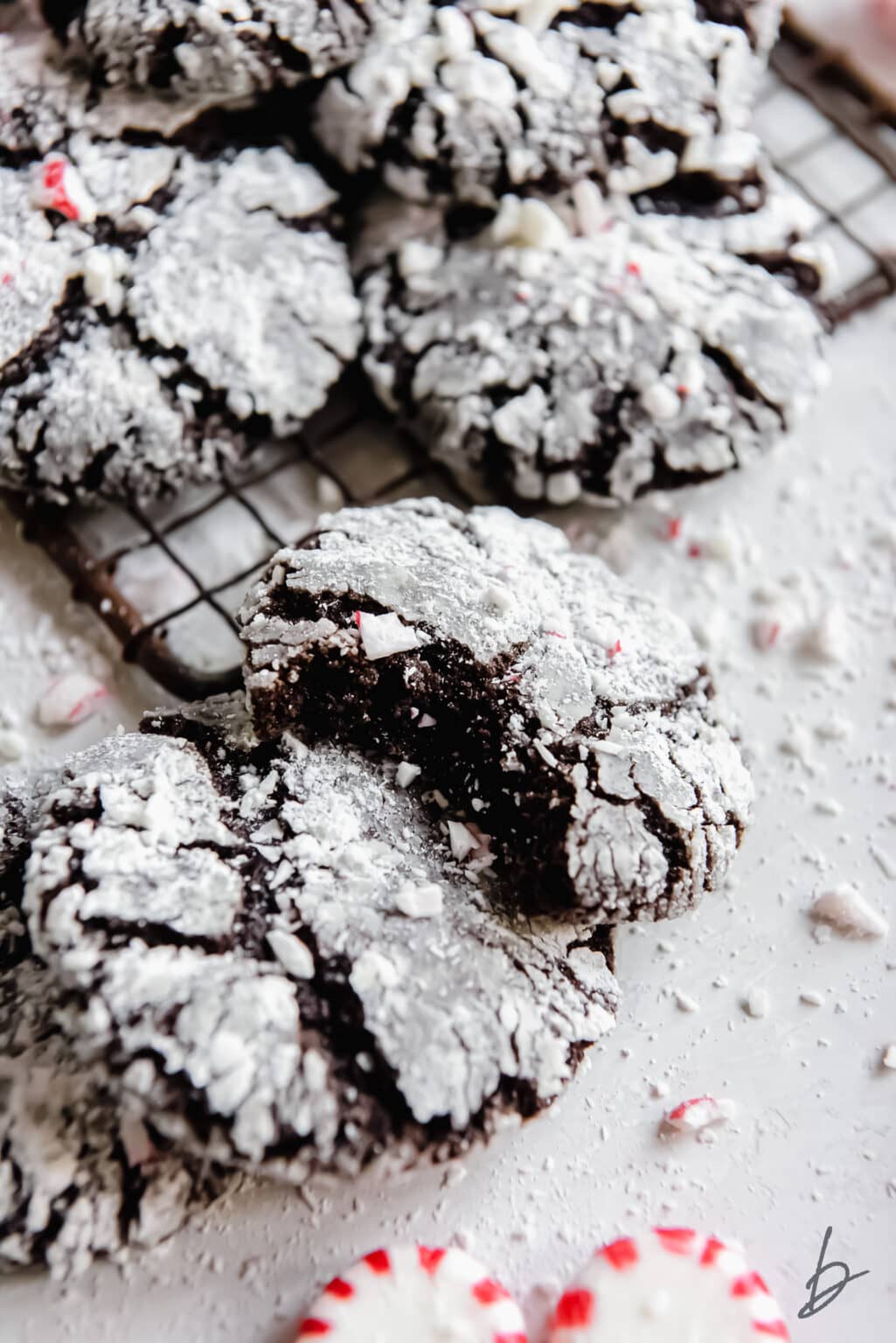 Chocolate Peppermint Crinkle Cookies