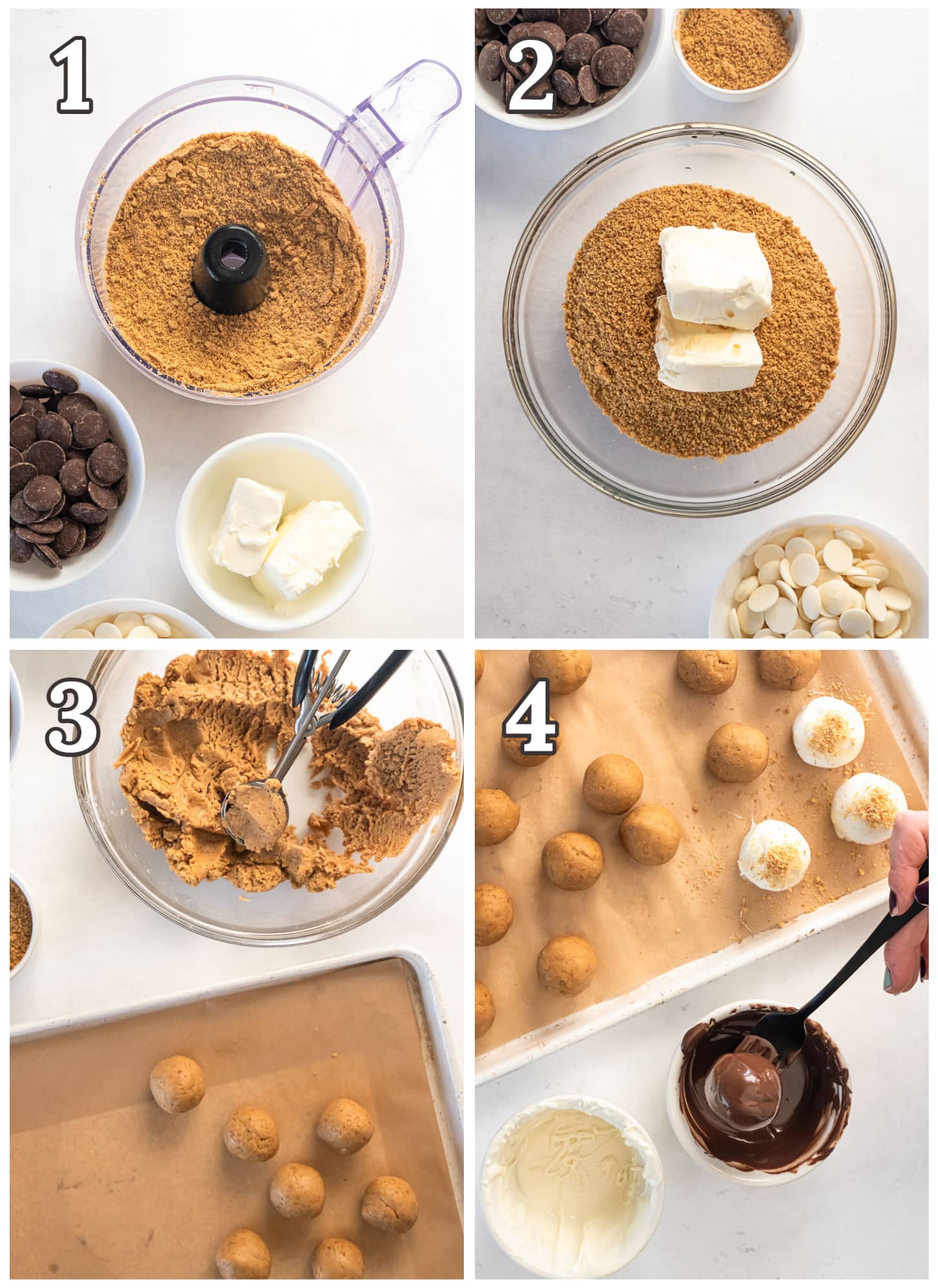 photo collage demonstrating how to make gingerbread truffles.