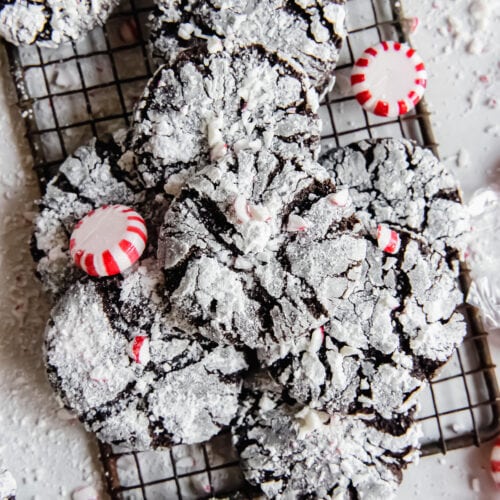 Chocolate Peppermint Crinkle Cookies