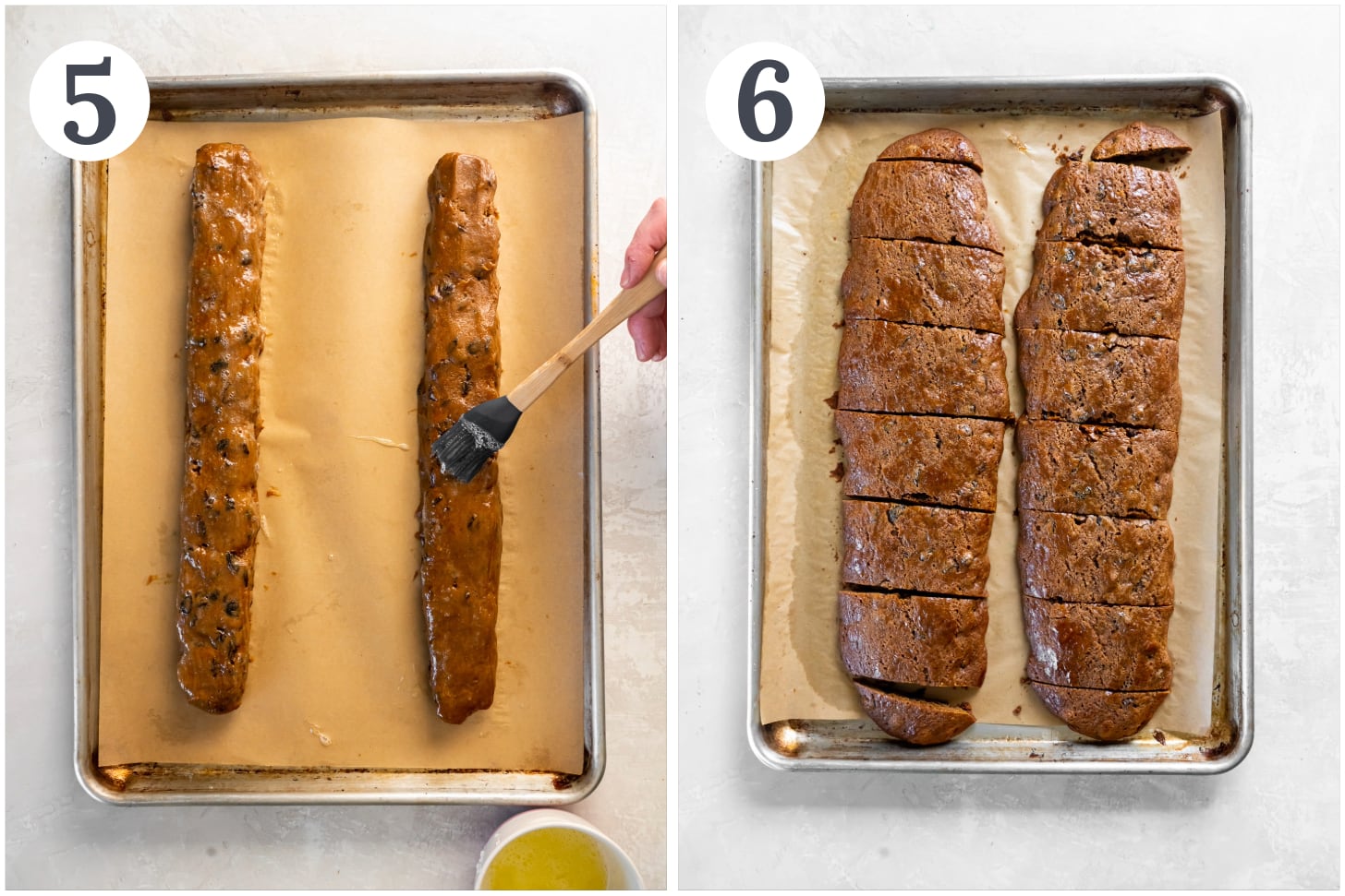 photo collage demonstrating how to shape dough into logs and cut into cookie bars.