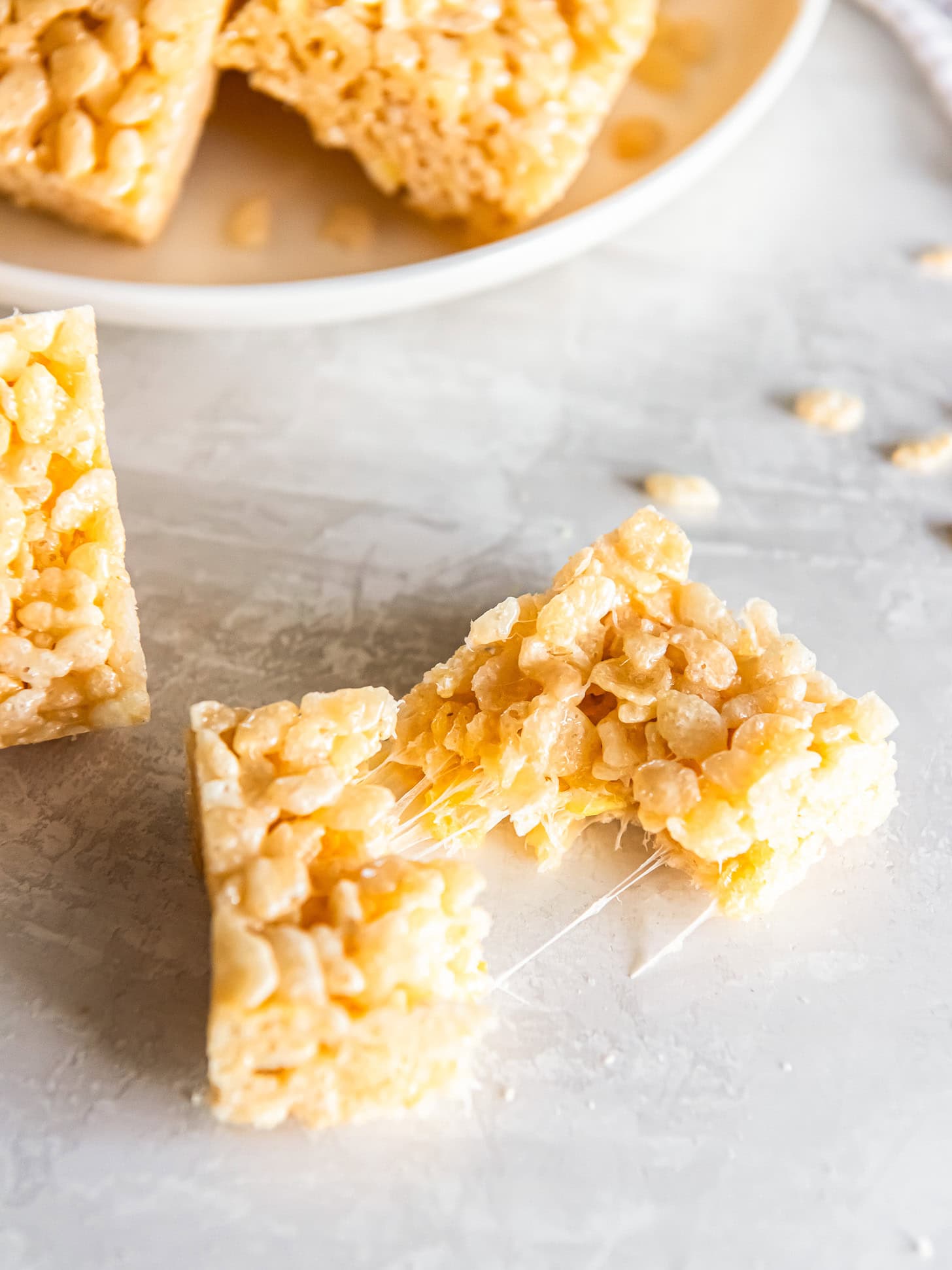Rice Krispie Treats with a bite taken out.