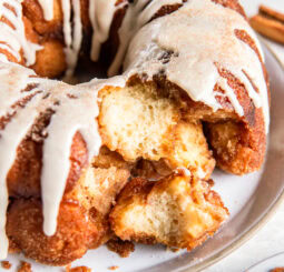 Monkey bread with a vanilla glaze.