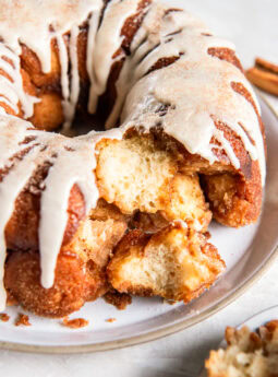 Monkey bread with a vanilla glaze.