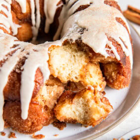 Monkey bread with a vanilla glaze.