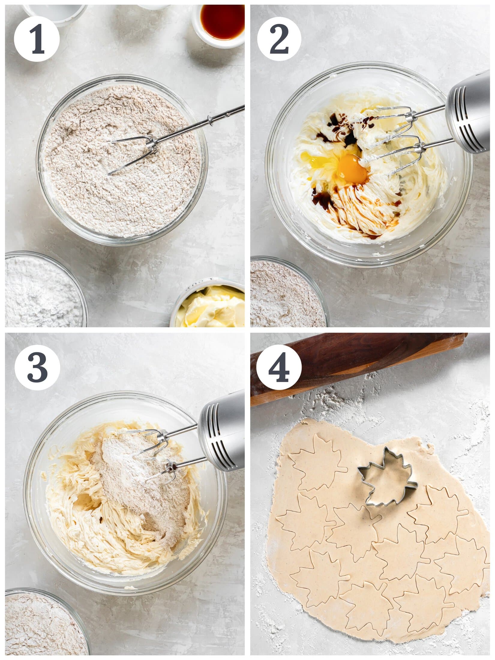 The process of making and cutting sugar cookie dough.